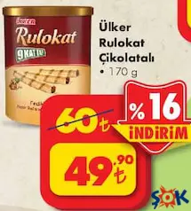 ÜLKER RULOKAT ÇİKOLATALI RULO GOFRET 170 G ÜLKER RULOKAT ÇİKOLATALI RULO GOFRET 170 G